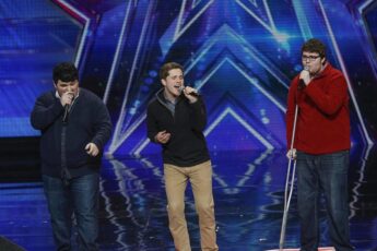 Triple Threat singing on the America's Got Talent stage